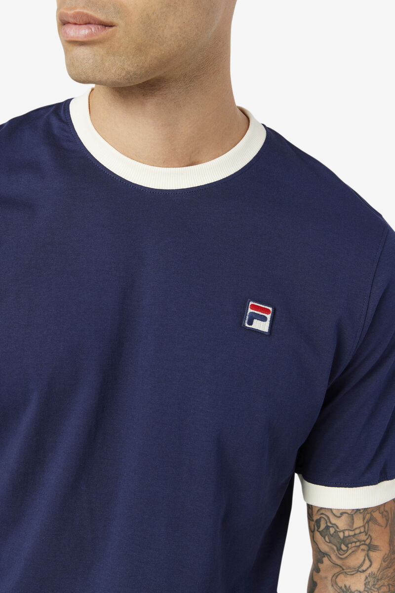 Fila Marconi Ringer T-shirt Herr Marinblå Vita | YqeZHbvhNzw