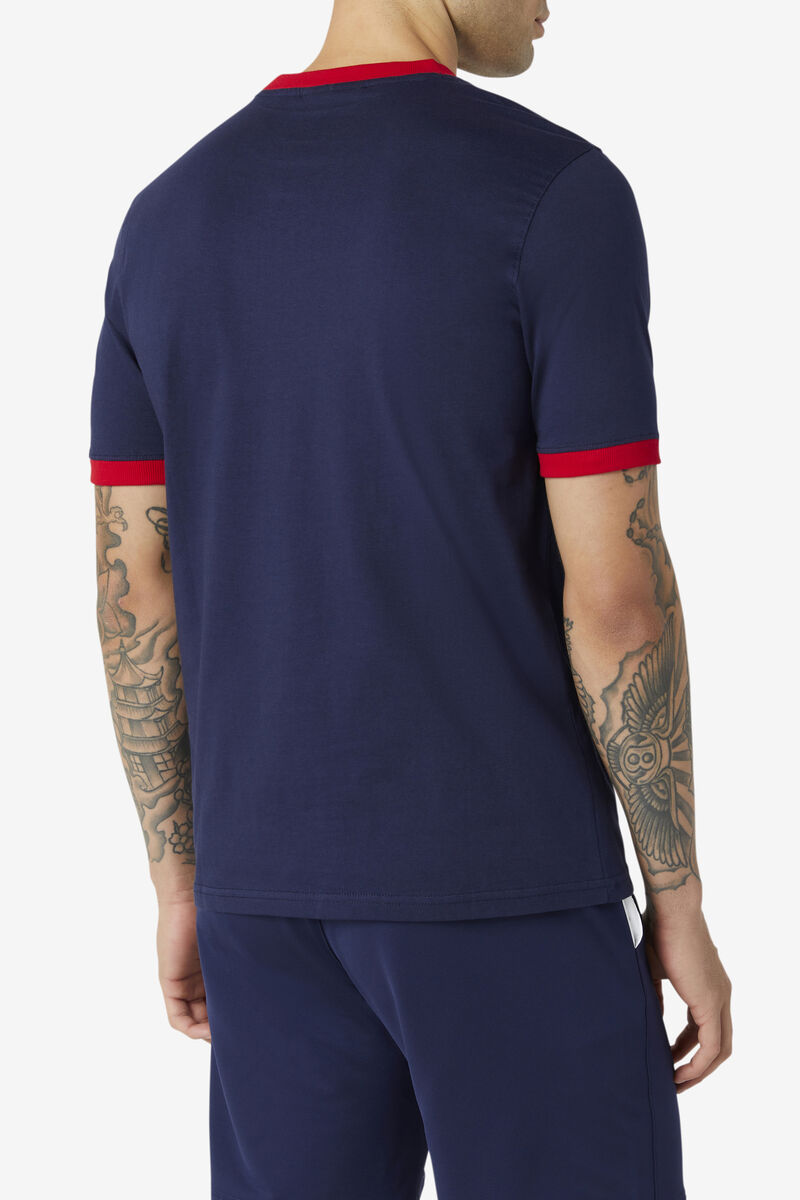 Fila Marconi Ringer T-shirt Herr Marinblå Röda | cnY5hqXYmjW