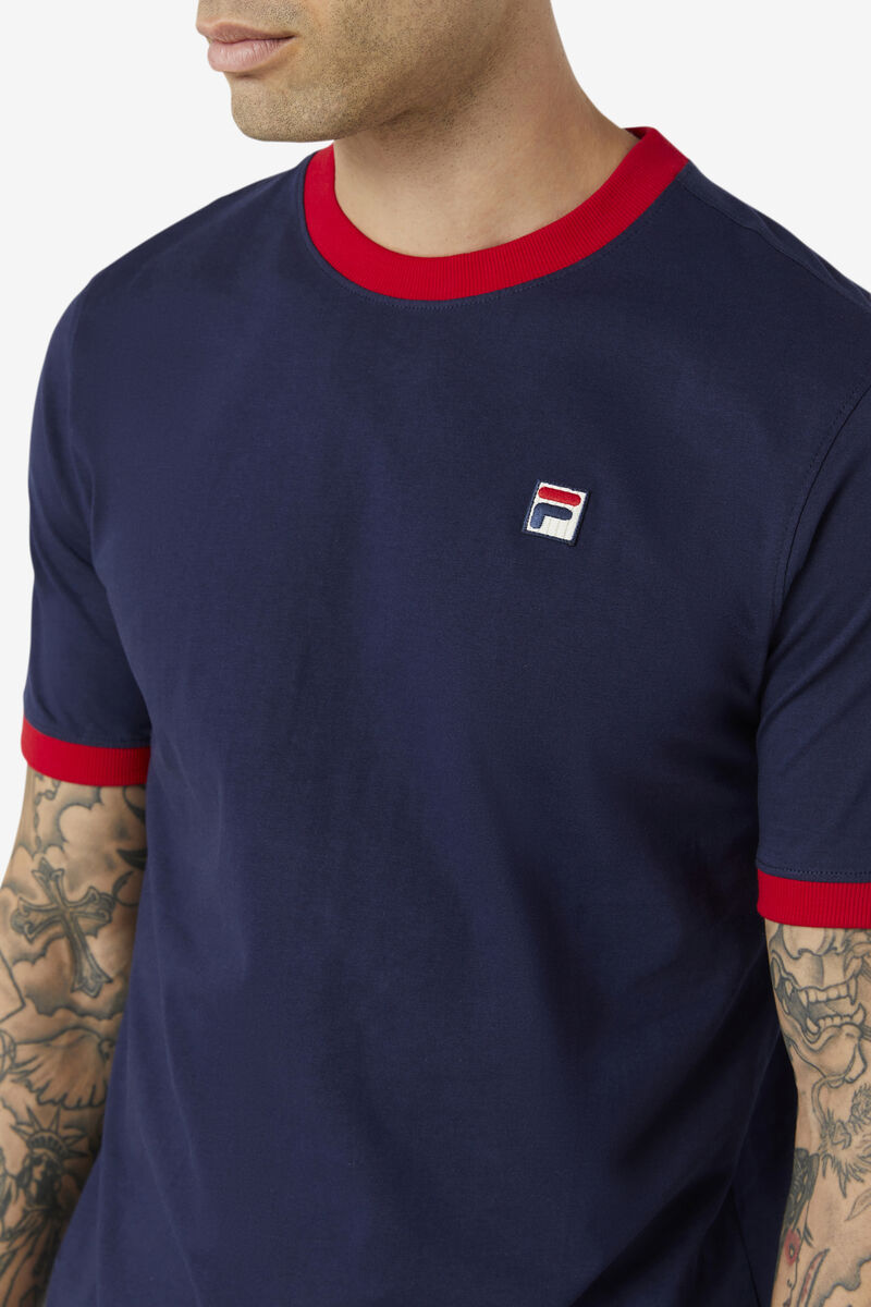 Fila Marconi Ringer T-shirt Herr Marinblå Röda | cnY5hqXYmjW