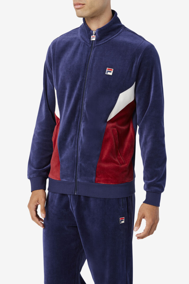 Fila Marten Velour Jacket Träningsoverall Herr Marinblå Vita | 9skODekIfSm