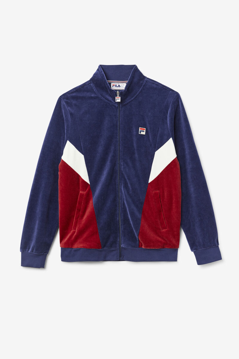 Fila Marten Velour Jacket Träningsoverall Herr Marinblå Vita | 9skODekIfSm