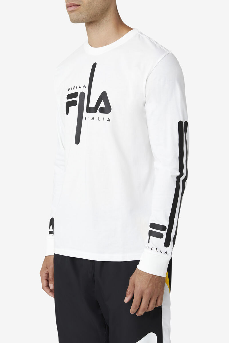 Fila Martino Long Sleeve T-shirt Herr Vita Svarta | 2QsZjyEOki5