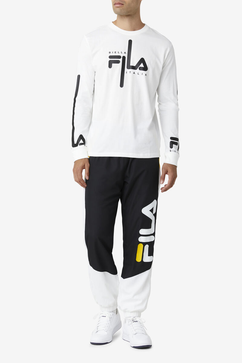 Fila Martino Long Sleeve T-shirt Herr Vita Svarta | 2QsZjyEOki5