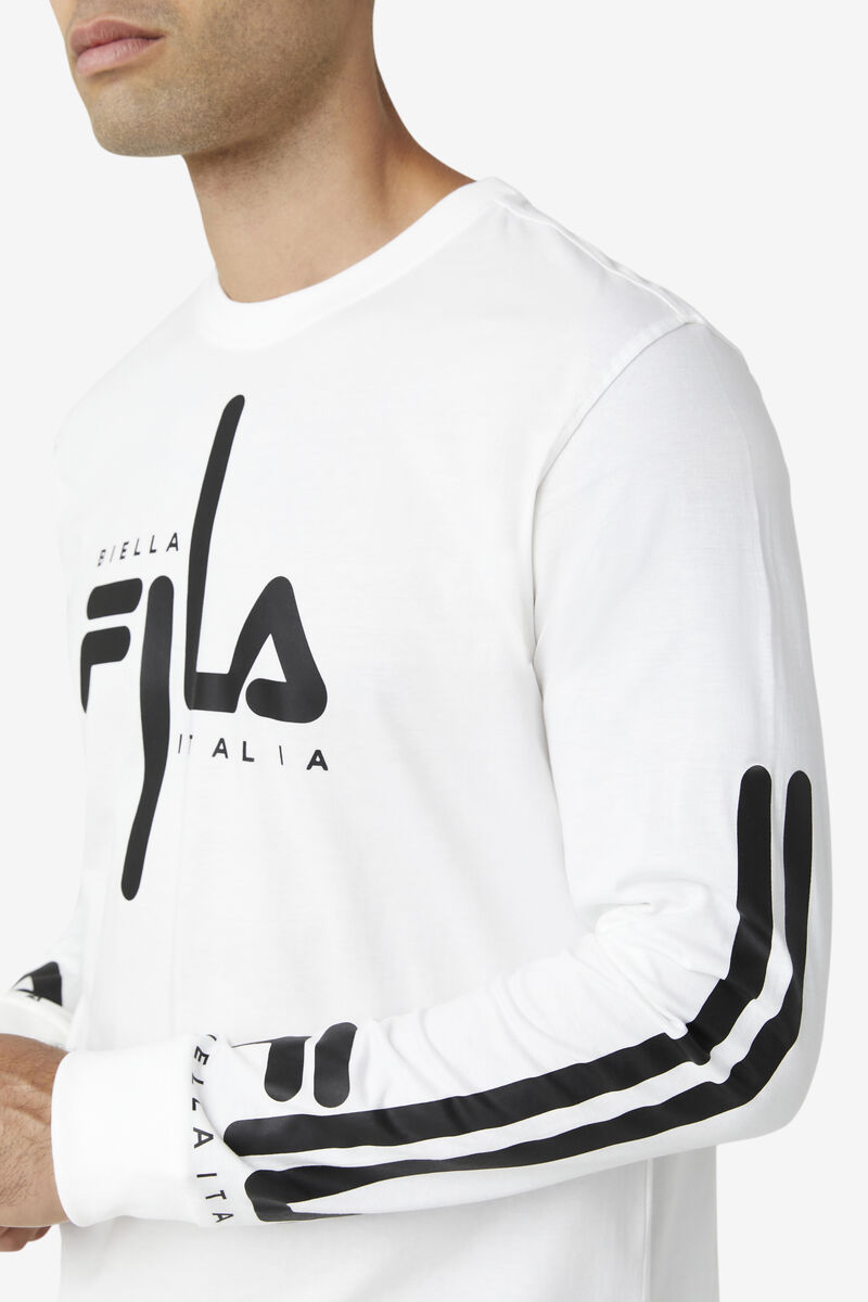 Fila Martino Long Sleeve T-shirt Herr Vita Svarta | 2QsZjyEOki5