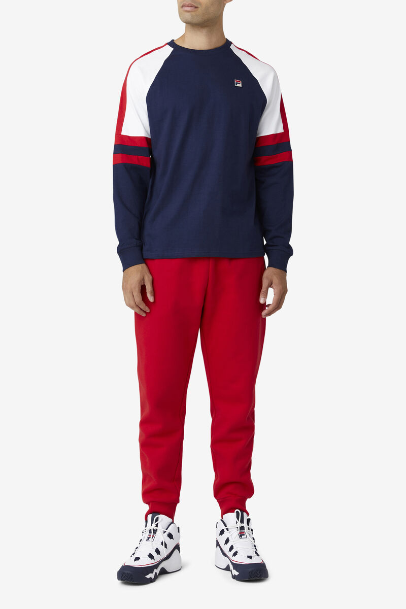 Fila Mekong Long Sleeve Shirt Herr Marinblå Vita Röda | rL9zxBIdrtY