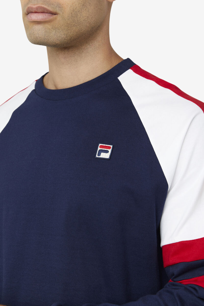 Fila Mekong Long Sleeve Shirt Herr Marinblå Vita Röda | rL9zxBIdrtY