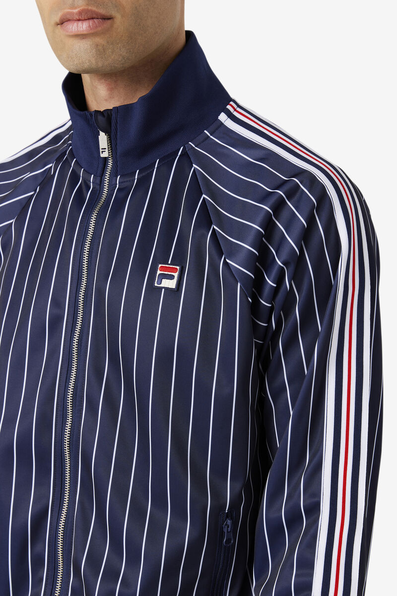 Fila Mitch Track Jacket Casual Kappor Herr Marinblå Vita | HkIeBd5Sq82