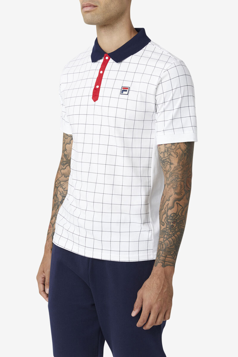 Fila Nile Polo Polo Shirt Herr Vita Marinblå Röda | dWy1U1JH3sX