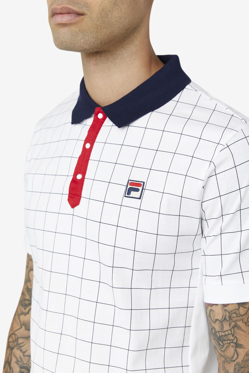 Fila Nile Polo Polo Shirt Herr Vita Marinblå Röda | dWy1U1JH3sX