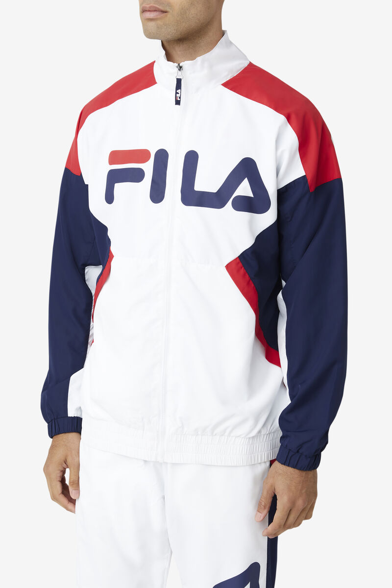 Fila Oliviero Vind Jacket Träningsoverall Herr Vita Marinblå Röda | hCzHGo9KvKL
