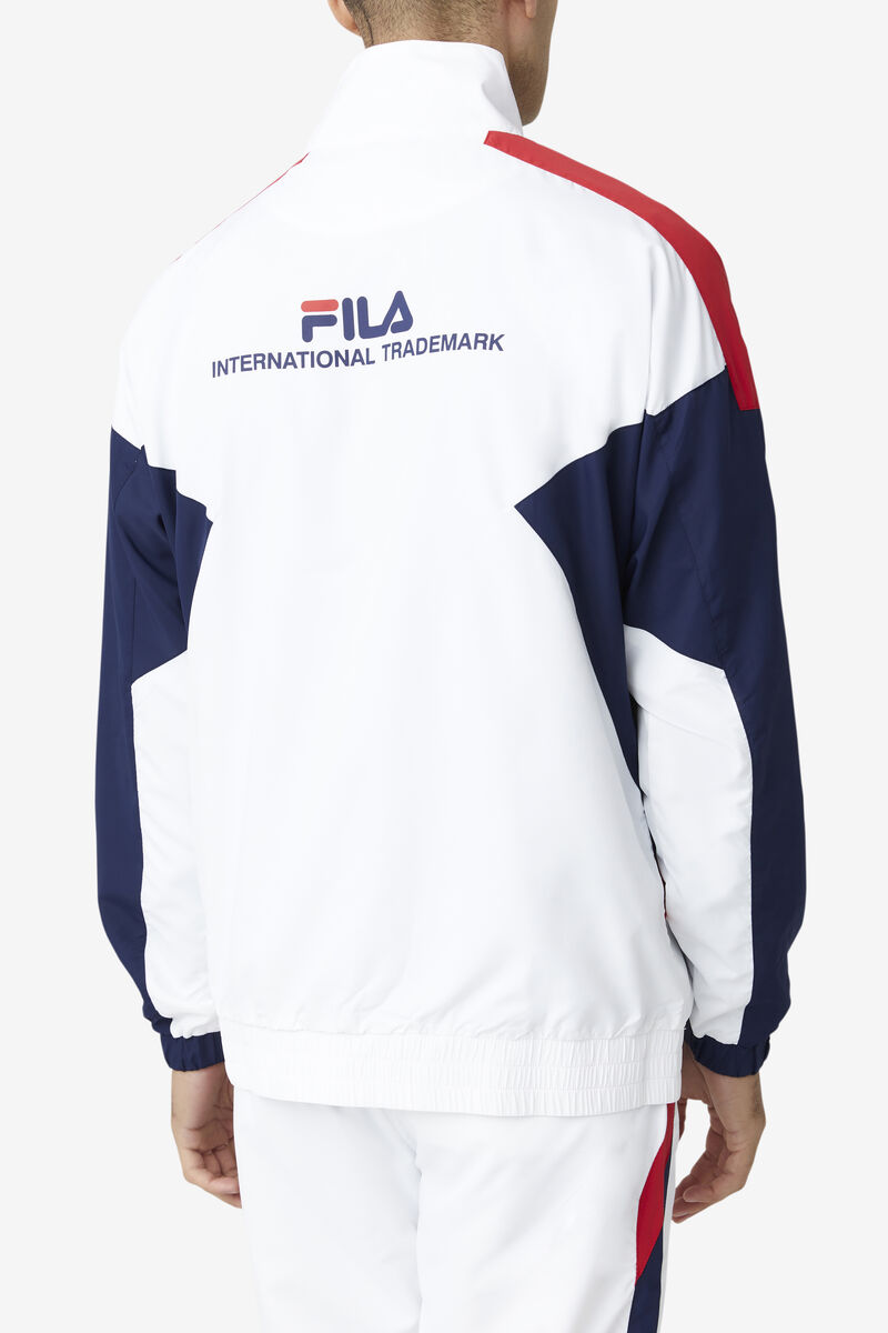 Fila Oliviero Vind Jacket Träningsoverall Herr Vita Marinblå Röda | hCzHGo9KvKL