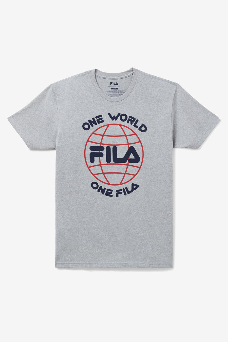 Fila One World T-shirt Herr Grå | qjYit1UbGST