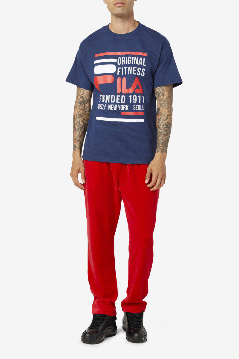Fila Original Fitness T-shirt Herr Marinblå Röda Vita | QeS6FNJQkus