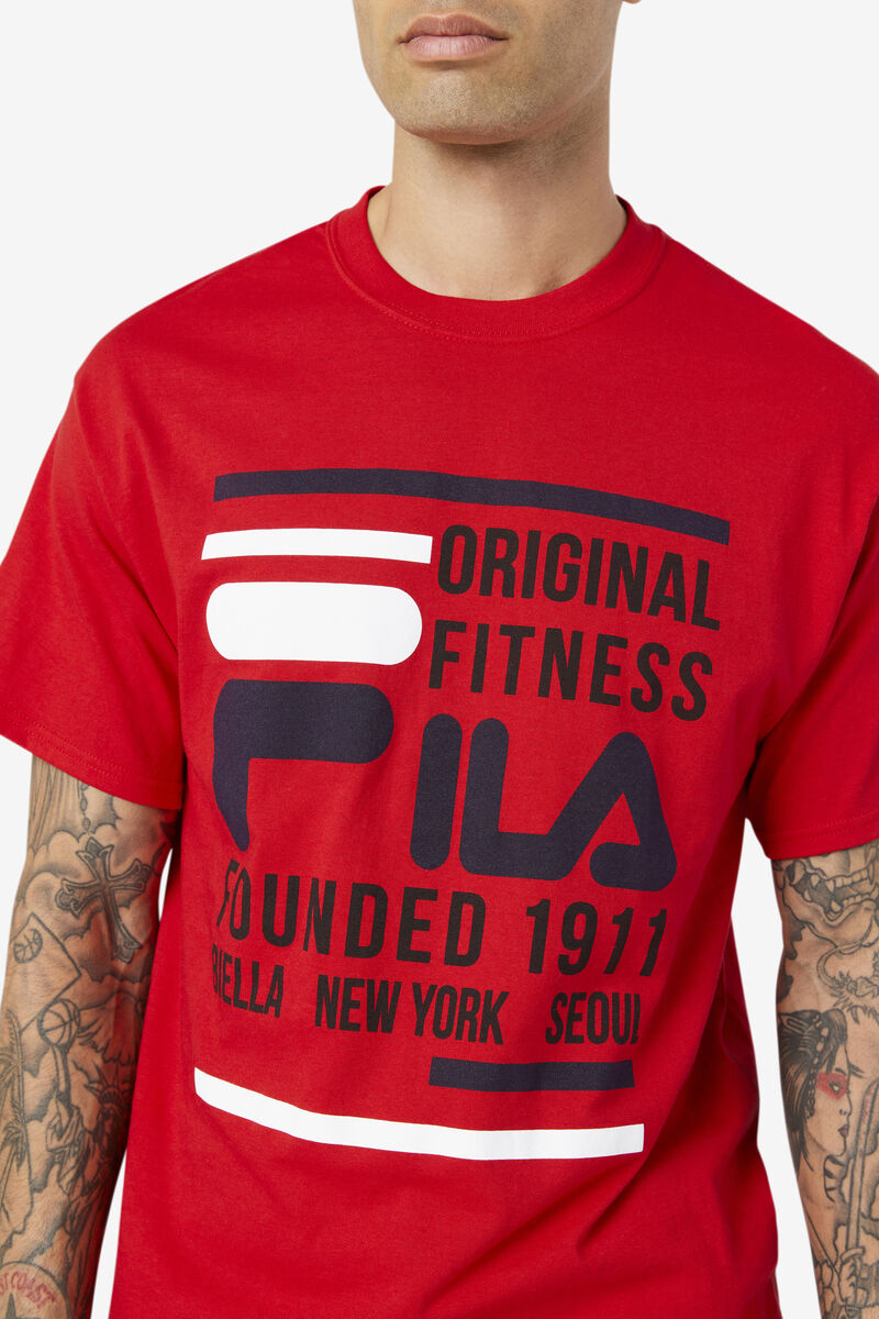 Fila Original Fitness T-shirt Herr Röda Marinblå Vita | xBHN2or1hye