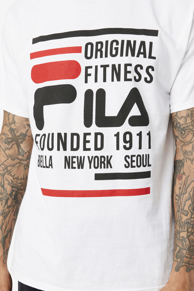 Fila Original Fitness T-shirt Herr Vita Svarta Röda | dODBeVWYyHf