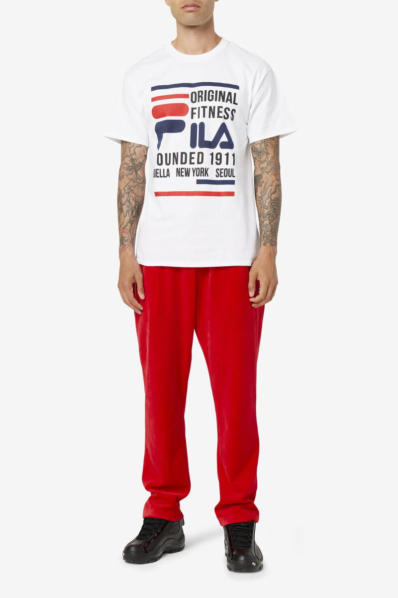 Fila Original Fitness T-shirt Herr Vita Marinblå Röda | oPZKxNlqDgD