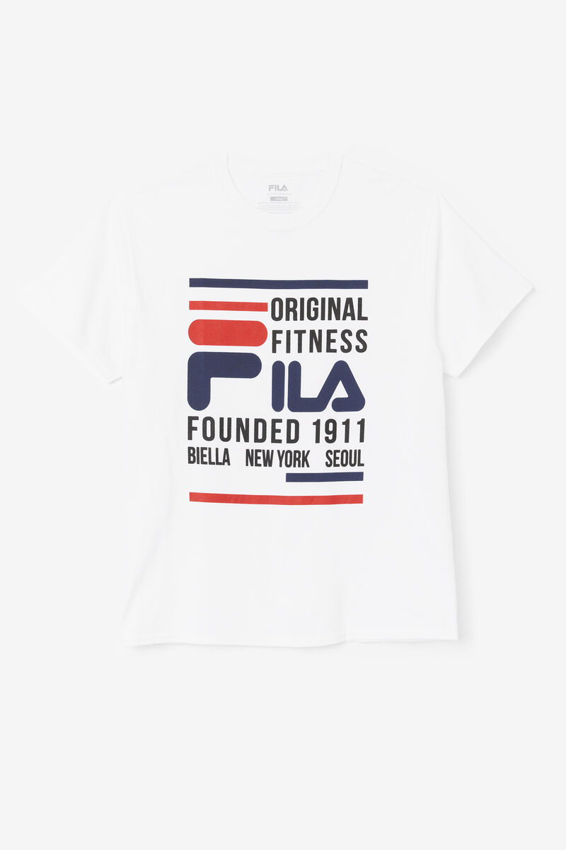 Fila Original Fitness T-shirt Herr Vita Marinblå Röda | oPZKxNlqDgD
