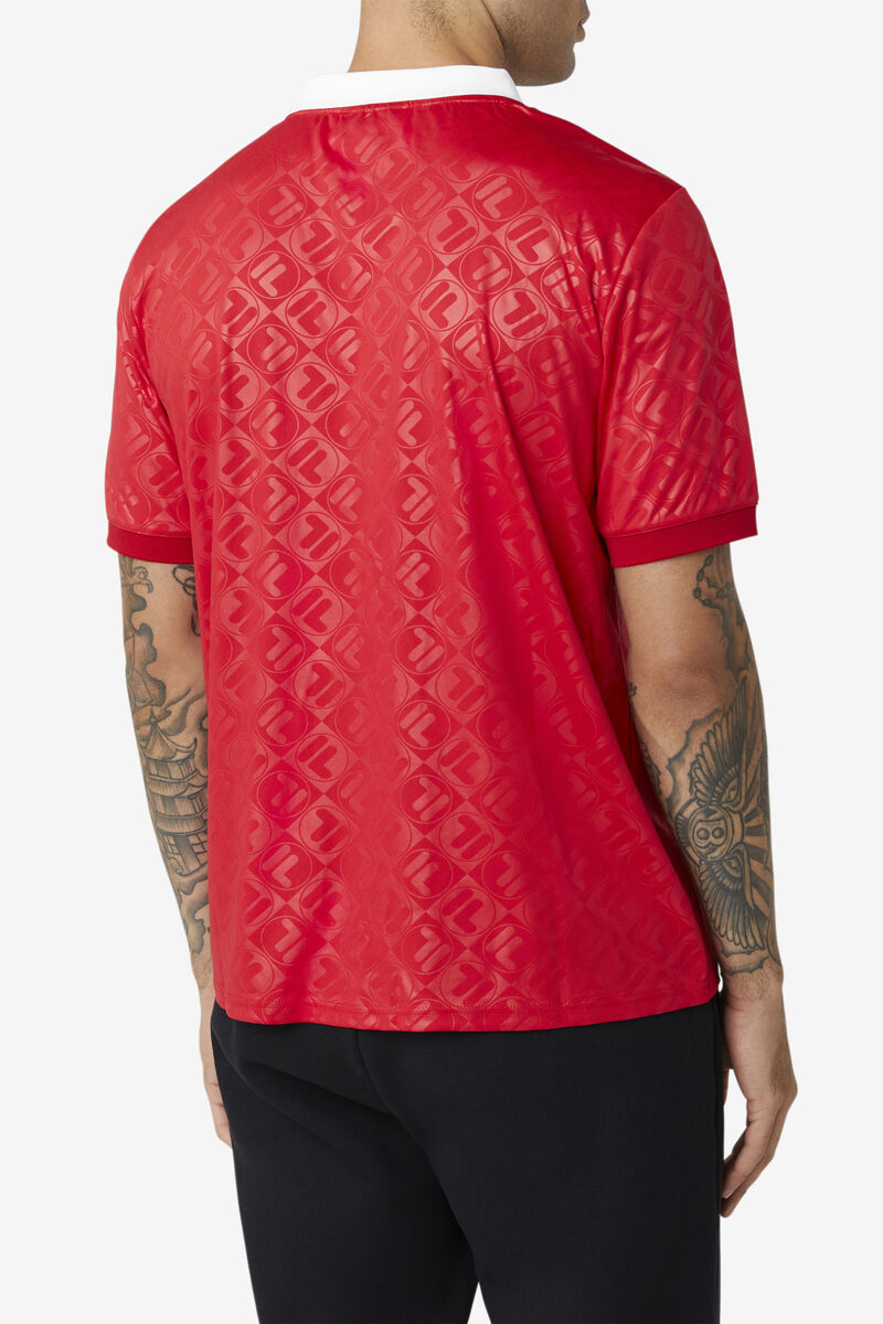 Fila Paxton Johnny Collar Polo Polo Shirt Herr Röda Vita | 6Ph8JICq2bS