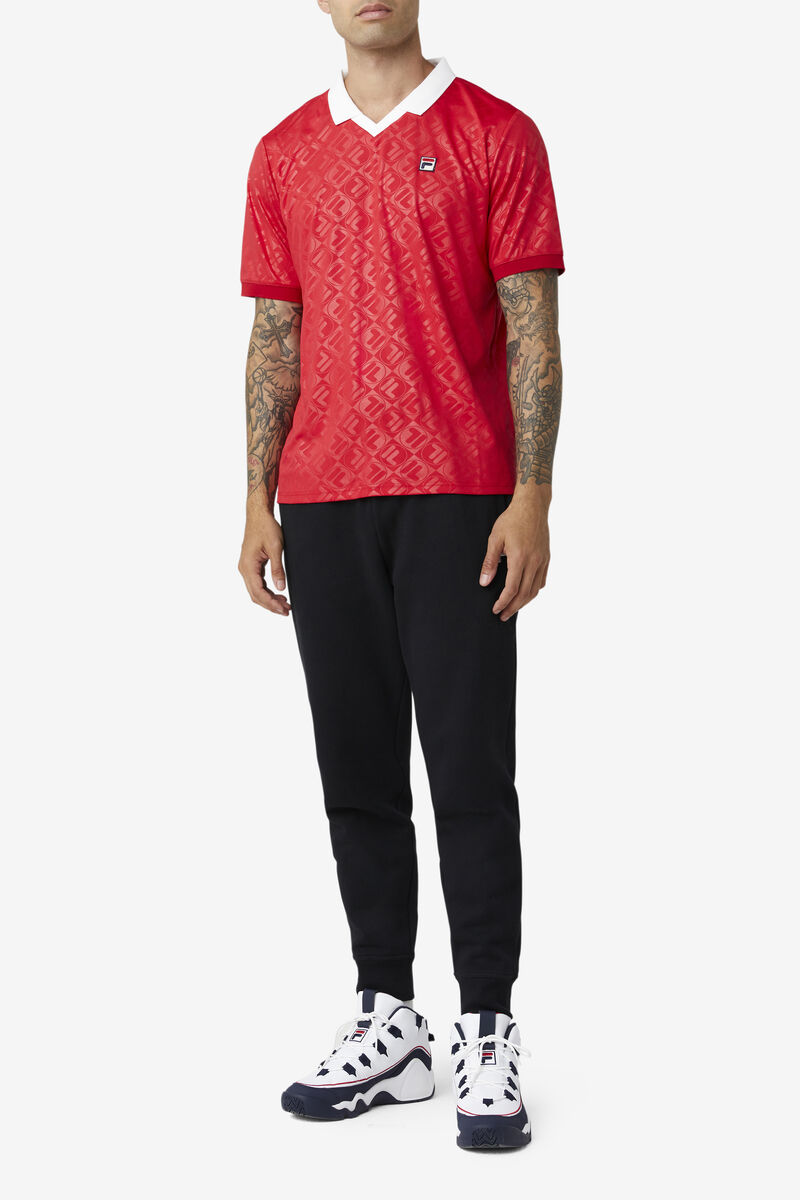 Fila Paxton Johnny Collar Polo Polo Shirt Herr Röda Vita | 6Ph8JICq2bS