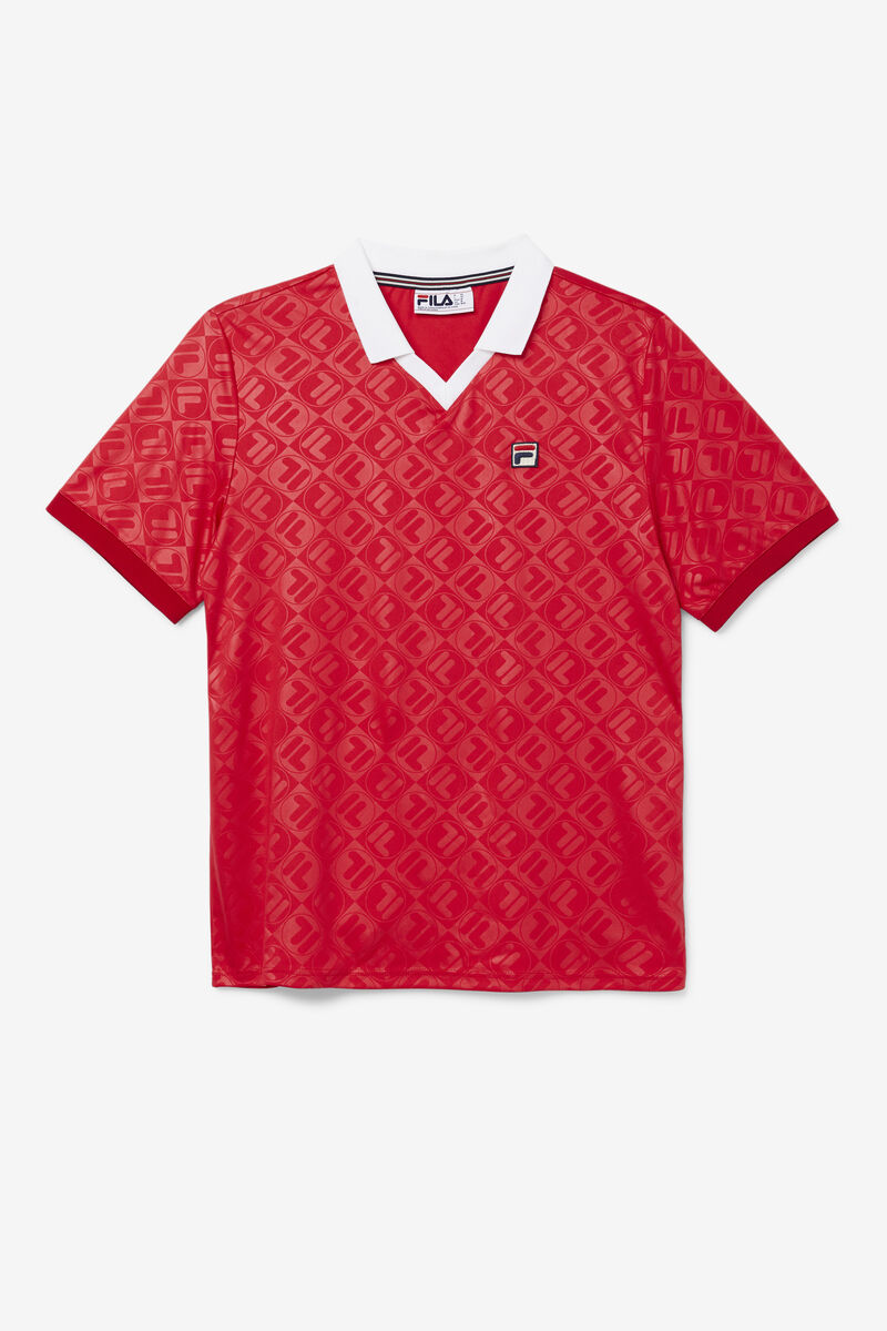 Fila Paxton Johnny Collar Polo Polo Shirt Herr Röda Vita | 6Ph8JICq2bS
