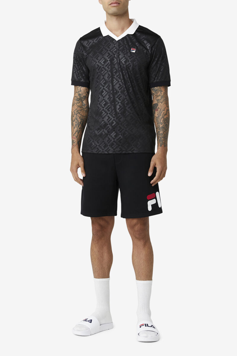 Fila Paxton Johnny Collar Polo Polo Shirt Herr Svarta Vita | ZhrfvFFgcKm