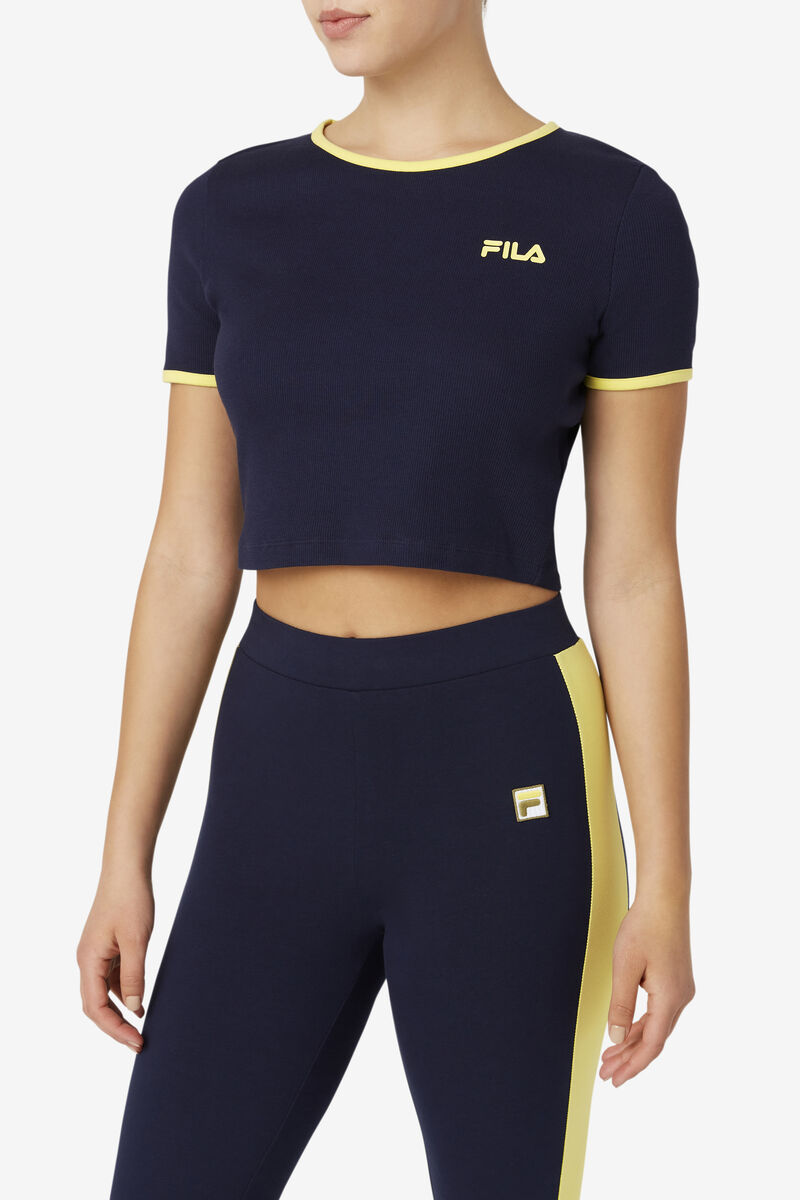 Fila Perla Crop Top T-shirt Dam Marinblå | KIQgkaUeThG