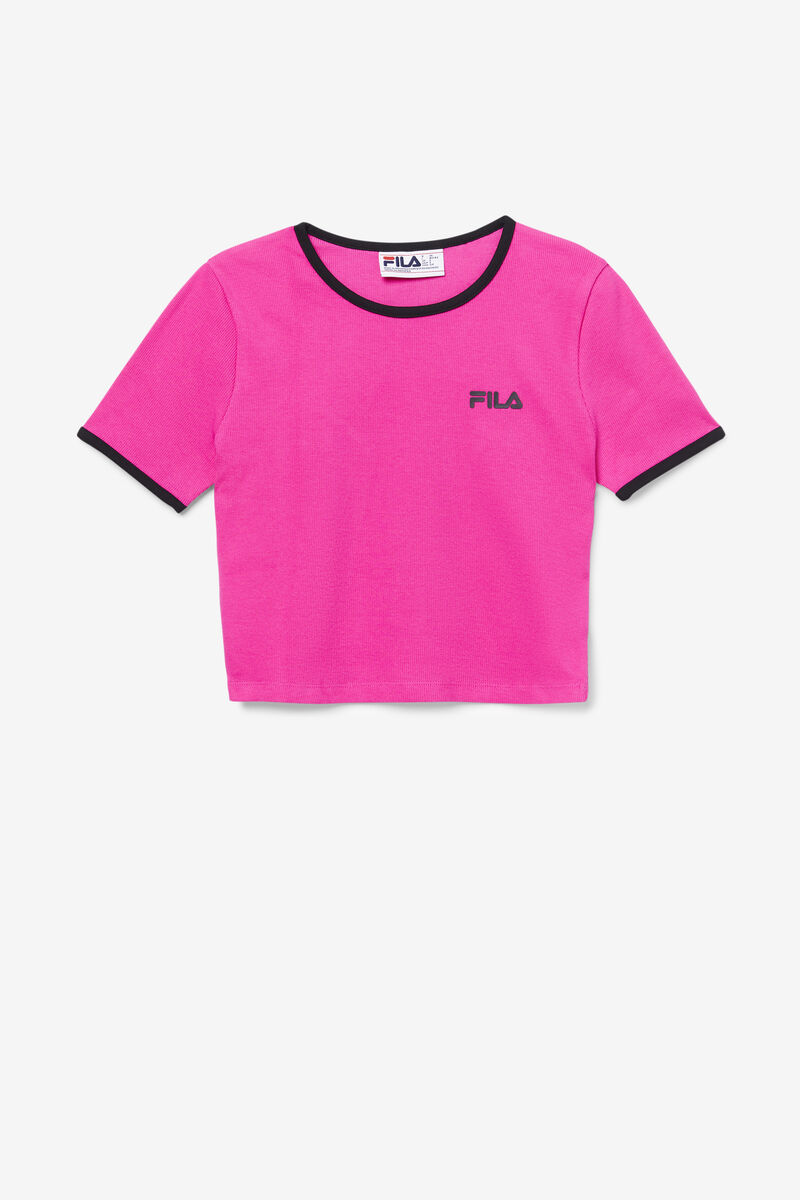 Fila Perla Crop Top T-shirt Dam Rosa Svarta | EBEF5IwyGbq