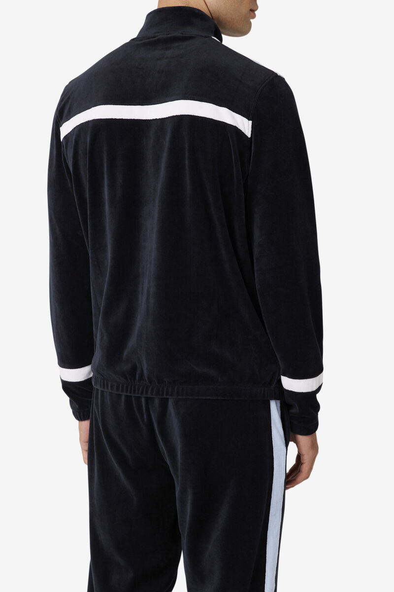Fila Ravid Velour Jacket Träningsoverall Herr Svarta Vita | 7mlvKjabt6b