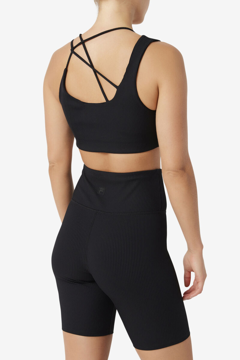 Fila Ribbed Essentials | na Bra Top T-shirt Dam Svarta | BJpW7Km4qPv