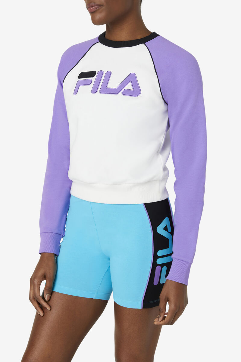 Fila Riccarda Sweatshirt Tröjor Dam Vita Lila Svarta | 1TDWsqtx8gY