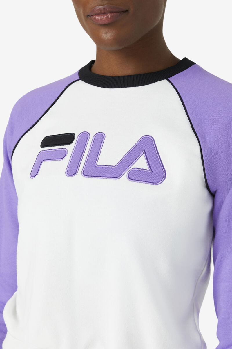 Fila Riccarda Sweatshirt Tröjor Dam Vita Lila Svarta | 1TDWsqtx8gY