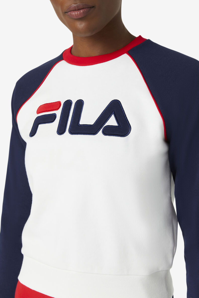 Fila Riccarda Sweatshirt Tröjor Dam Vita Marinblå Röda | Lri1WfW4xri