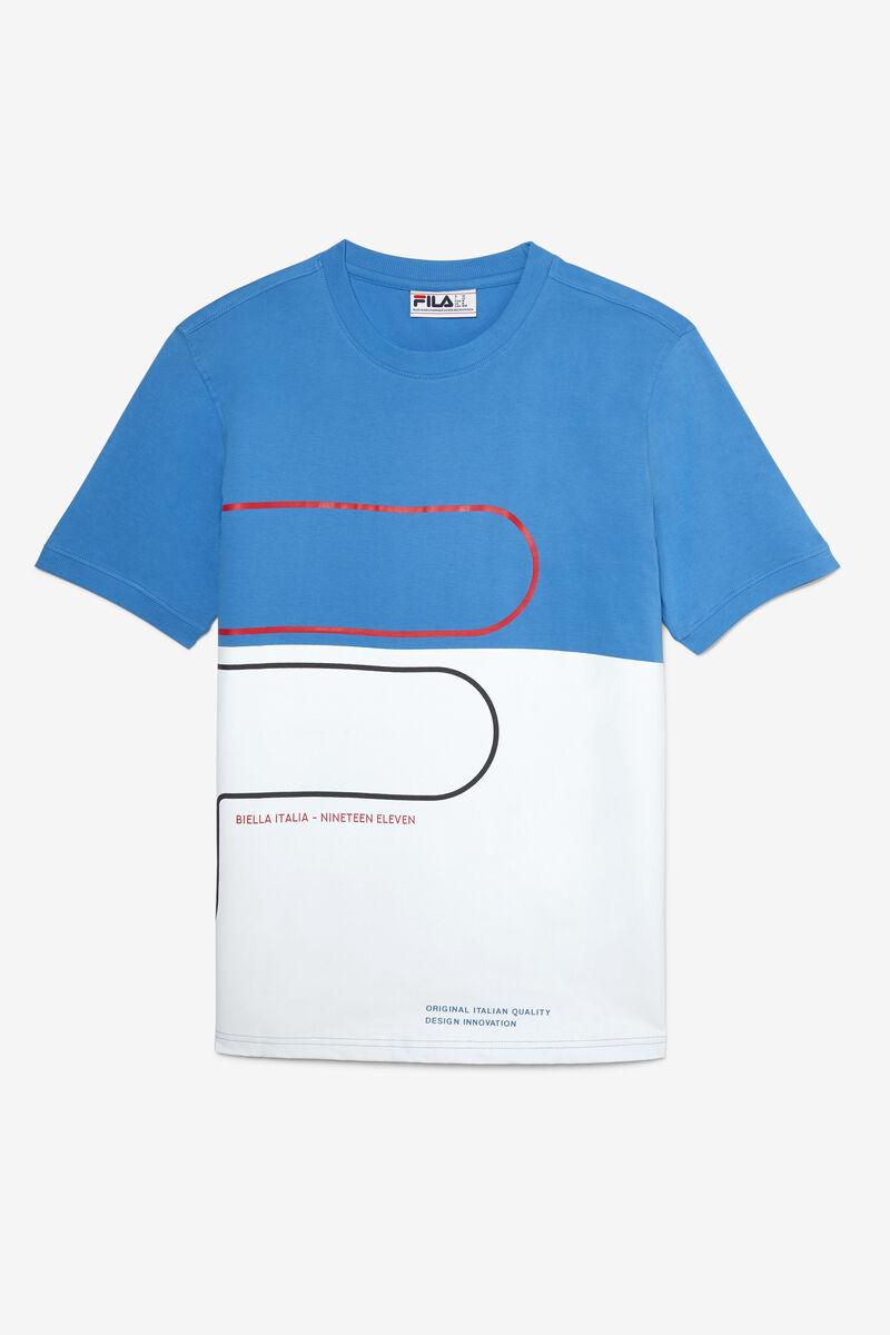 Fila Salza T-shirt Herr Blå Ljusturkos Vita Röda Svarta | 6tGJO4anFlr