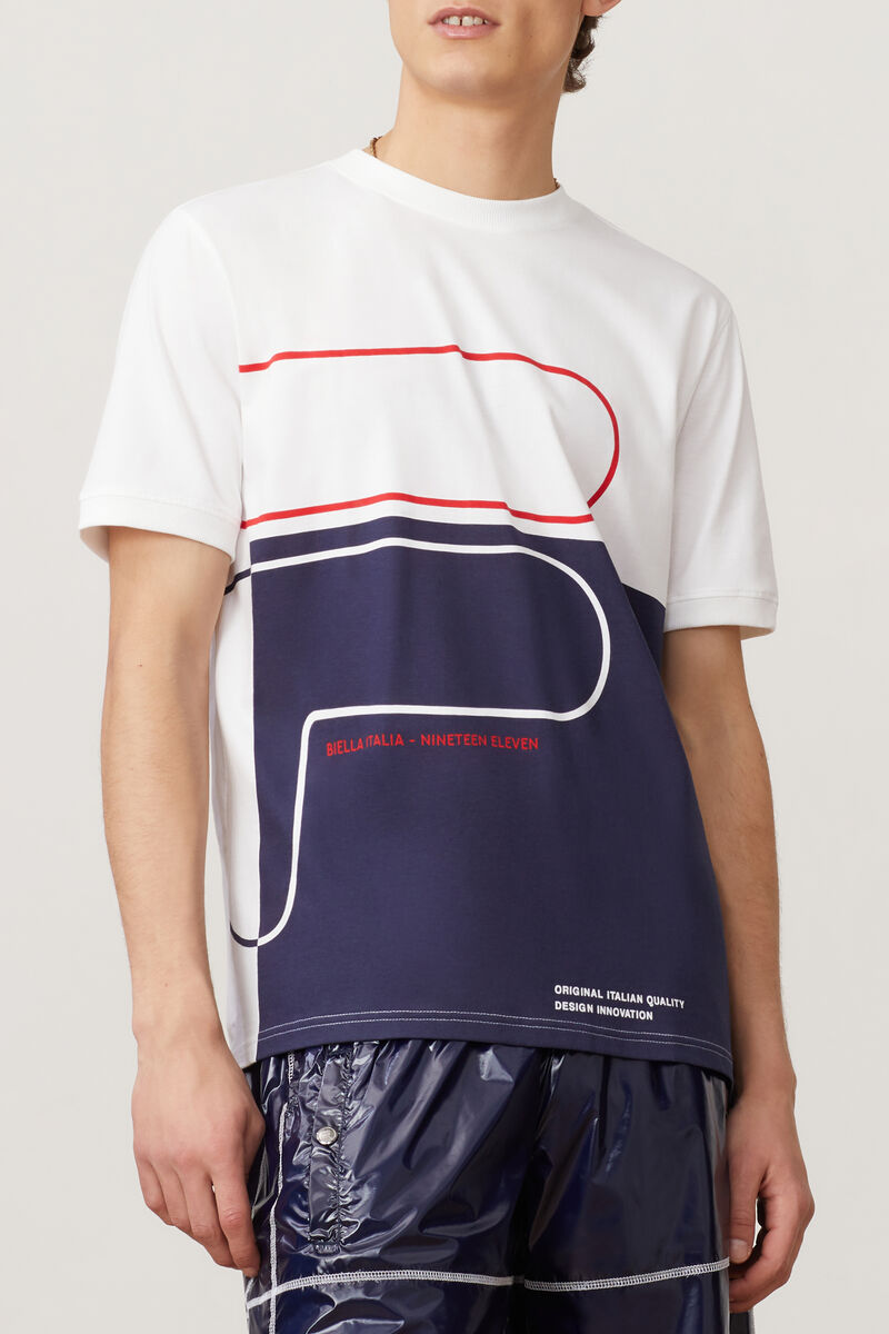 Fila Salza T-shirt Herr Vita Marinblå Röda | mDTvkwcoYD3