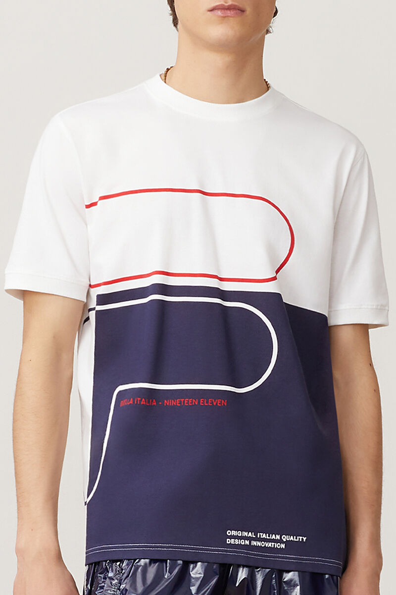 Fila Salza T-shirt Herr Vita Marinblå Röda | mDTvkwcoYD3