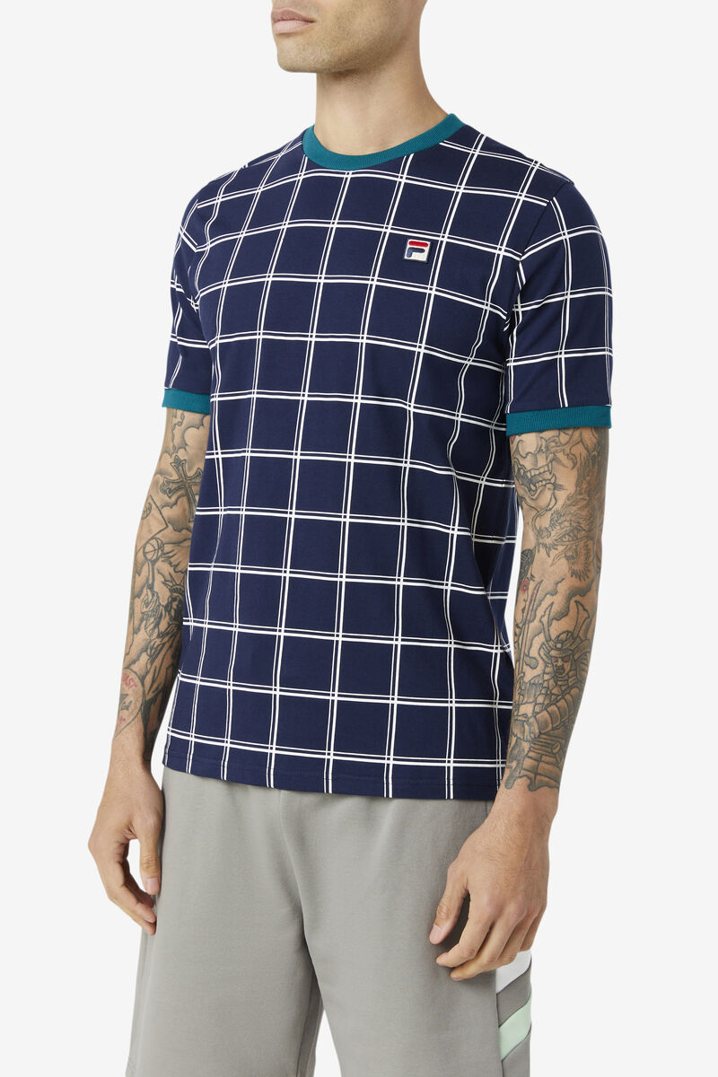 Fila Slate Ringer T-shirt Herr Marinblå Vita | 7Ej9mSFPmhl