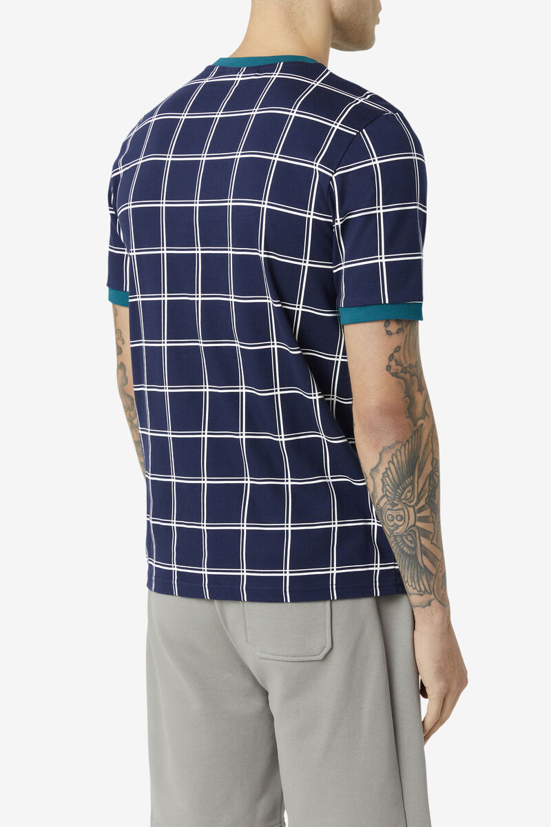 Fila Slate Ringer T-shirt Herr Marinblå Vita | 7Ej9mSFPmhl