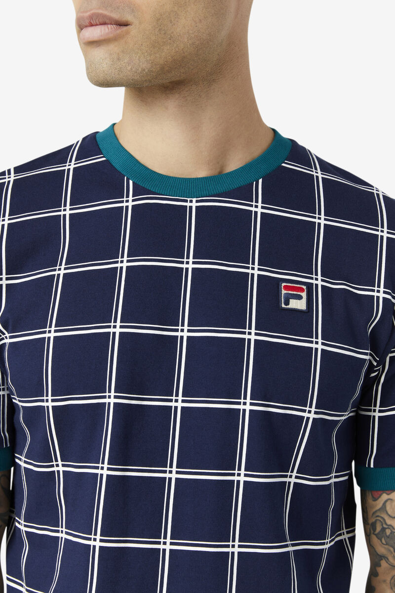 Fila Slate Ringer T-shirt Herr Marinblå Vita | 7Ej9mSFPmhl