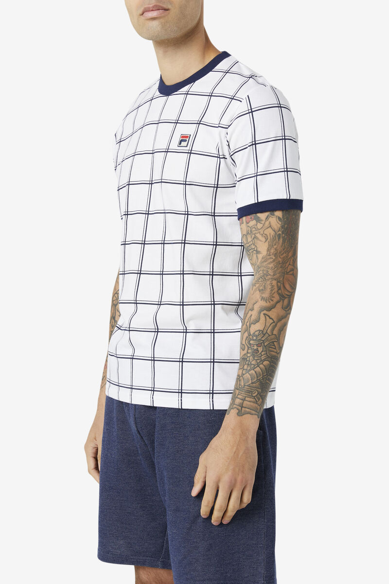 Fila Slate Ringer T-shirt Herr Vita | uGaTkY5VOoV