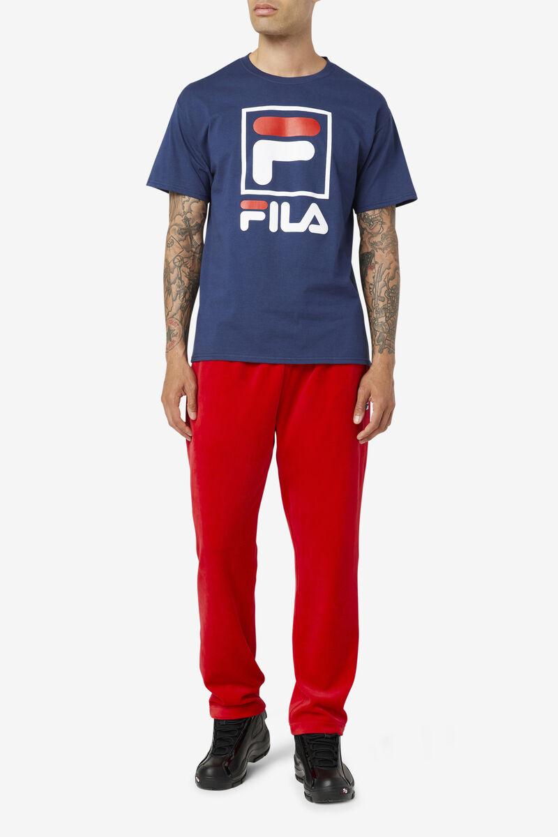 Fila Stacked Shirt T-shirt Herr Marinblå Vita Röda | IsAbXBsy26g