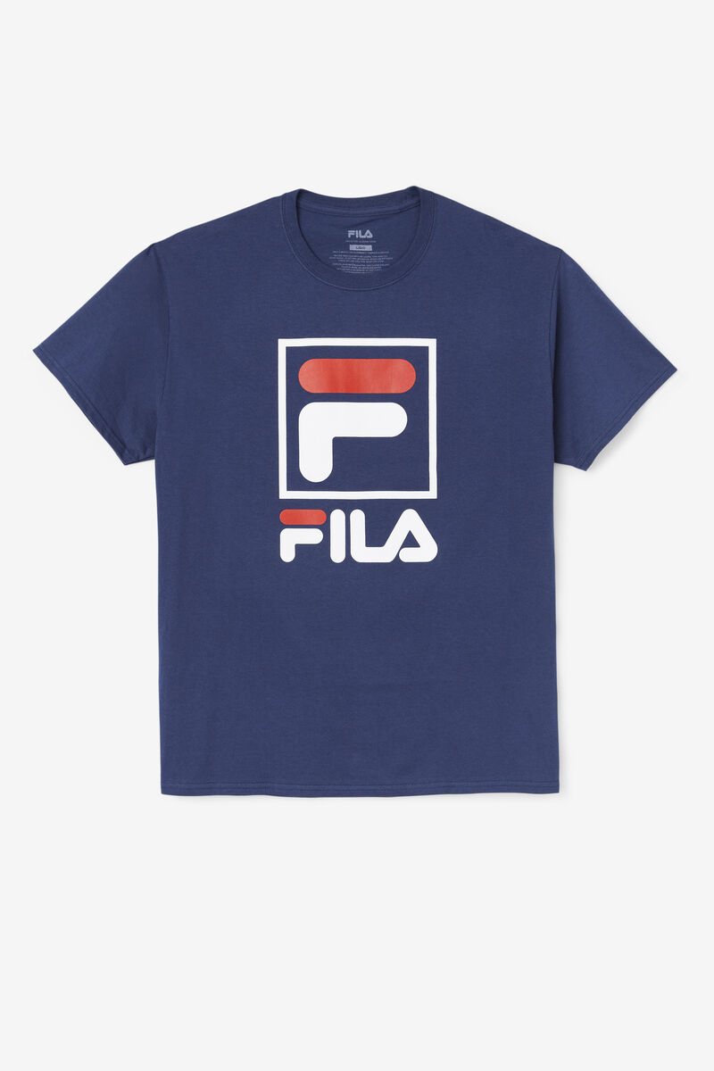 Fila Stacked Shirt T-shirt Herr Marinblå Vita Röda | IsAbXBsy26g