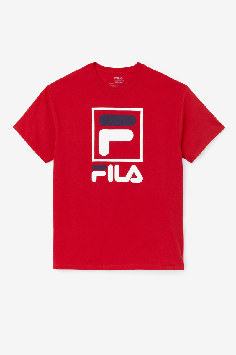 Fila Stacked Shirt T-shirt Herr Röda Vita Marinblå | zvQ6EL2LNjf