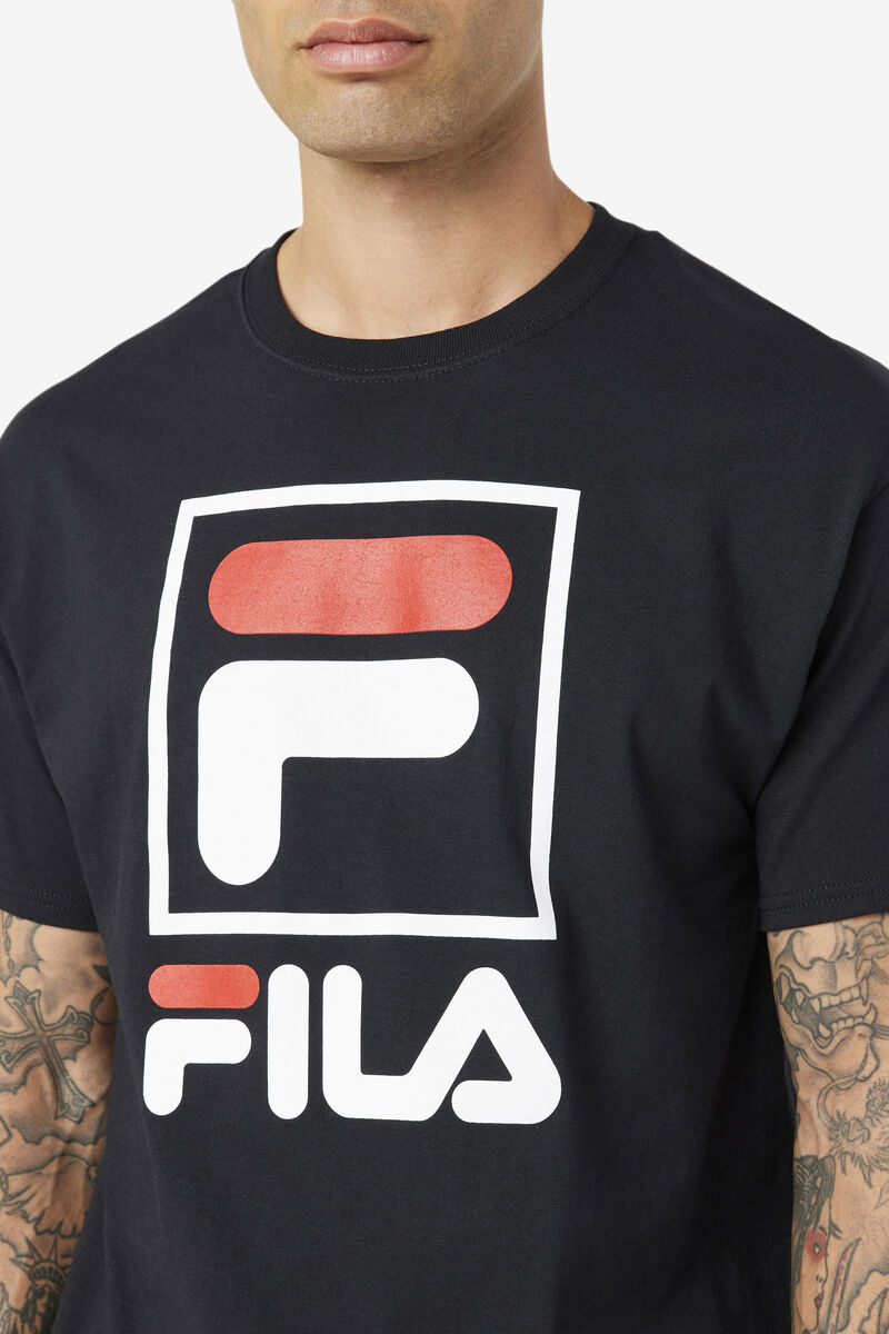 Fila Stacked Shirt T-shirt Herr Svarta Vita Röda | VkKIZfn8owu