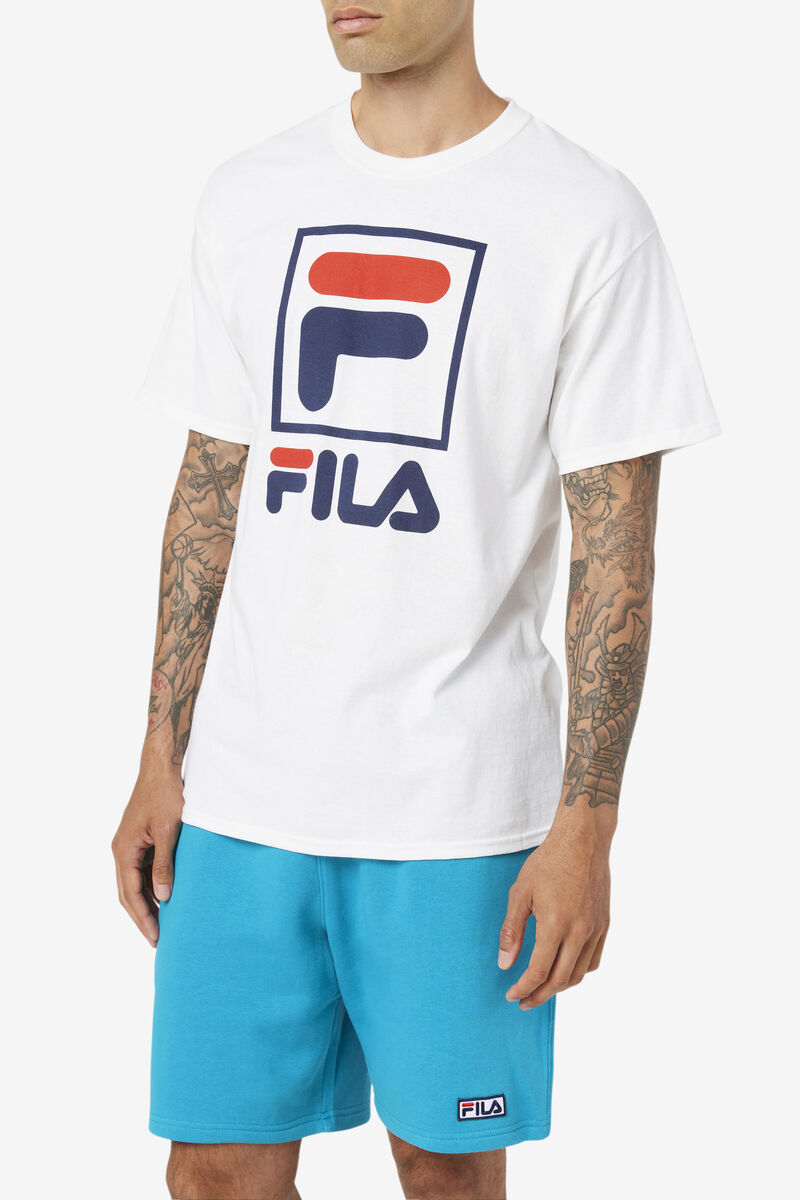 Fila Stacked Shirt T-shirt Herr Vita Marinblå Röda | qaWRoBceWVo