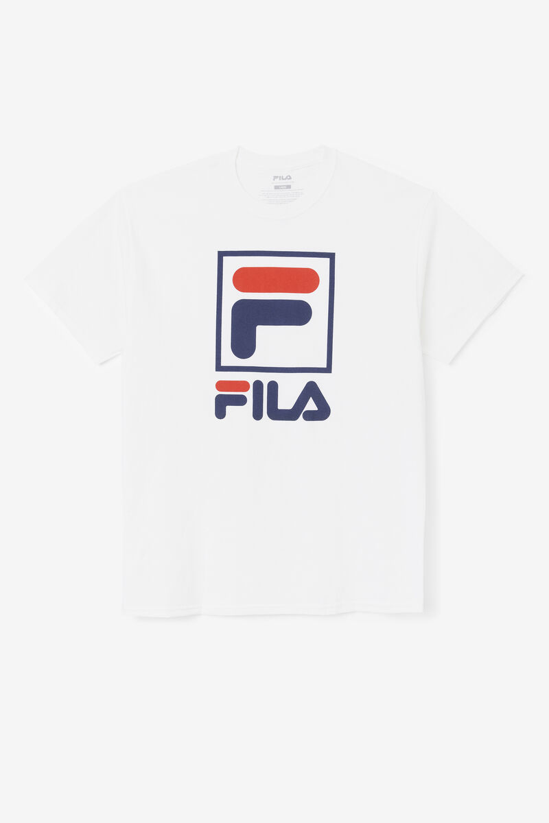 Fila Stacked Shirt T-shirt Herr Vita Marinblå Röda | qaWRoBceWVo
