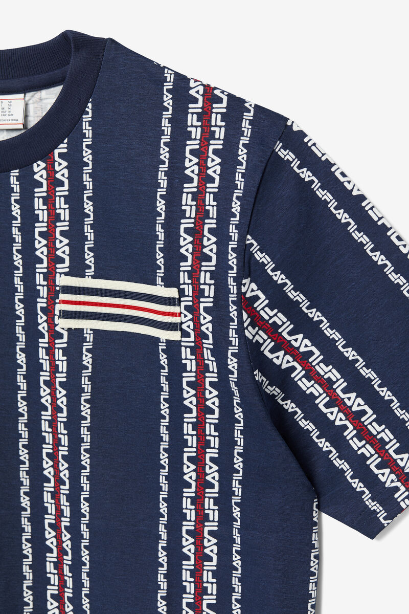 Fila Steffan T-shirt Herr Marinblå Röda | CRQxgQrrfaj