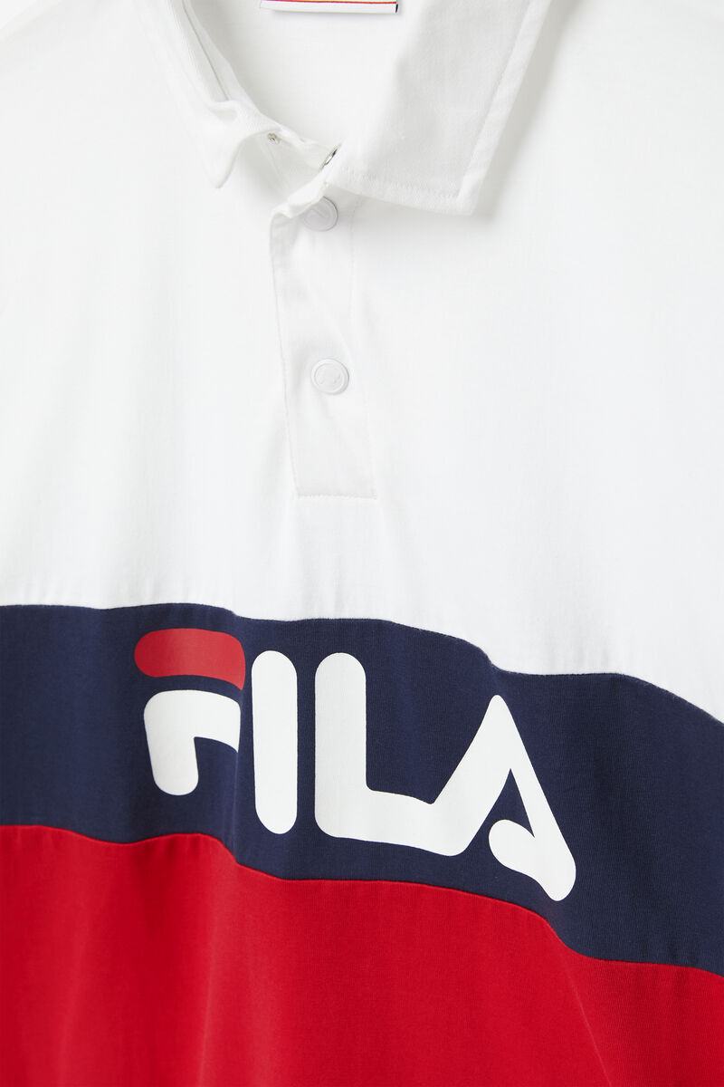 Fila Syd Long Sleeve Polo Polo Shirt Herr Vita Röda Marinblå | kSN6UIfmdDy