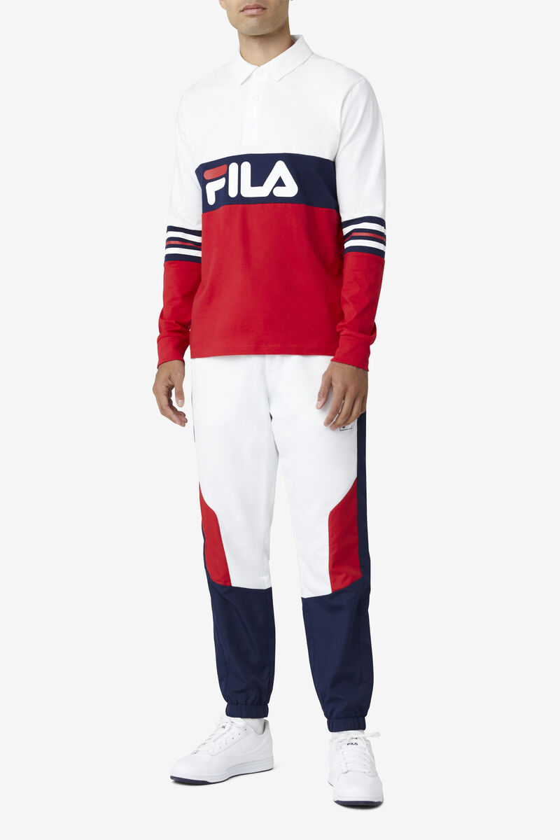 Fila Syd Long Sleeve Polo Polo Shirt Herr Vita Röda Marinblå | kSN6UIfmdDy