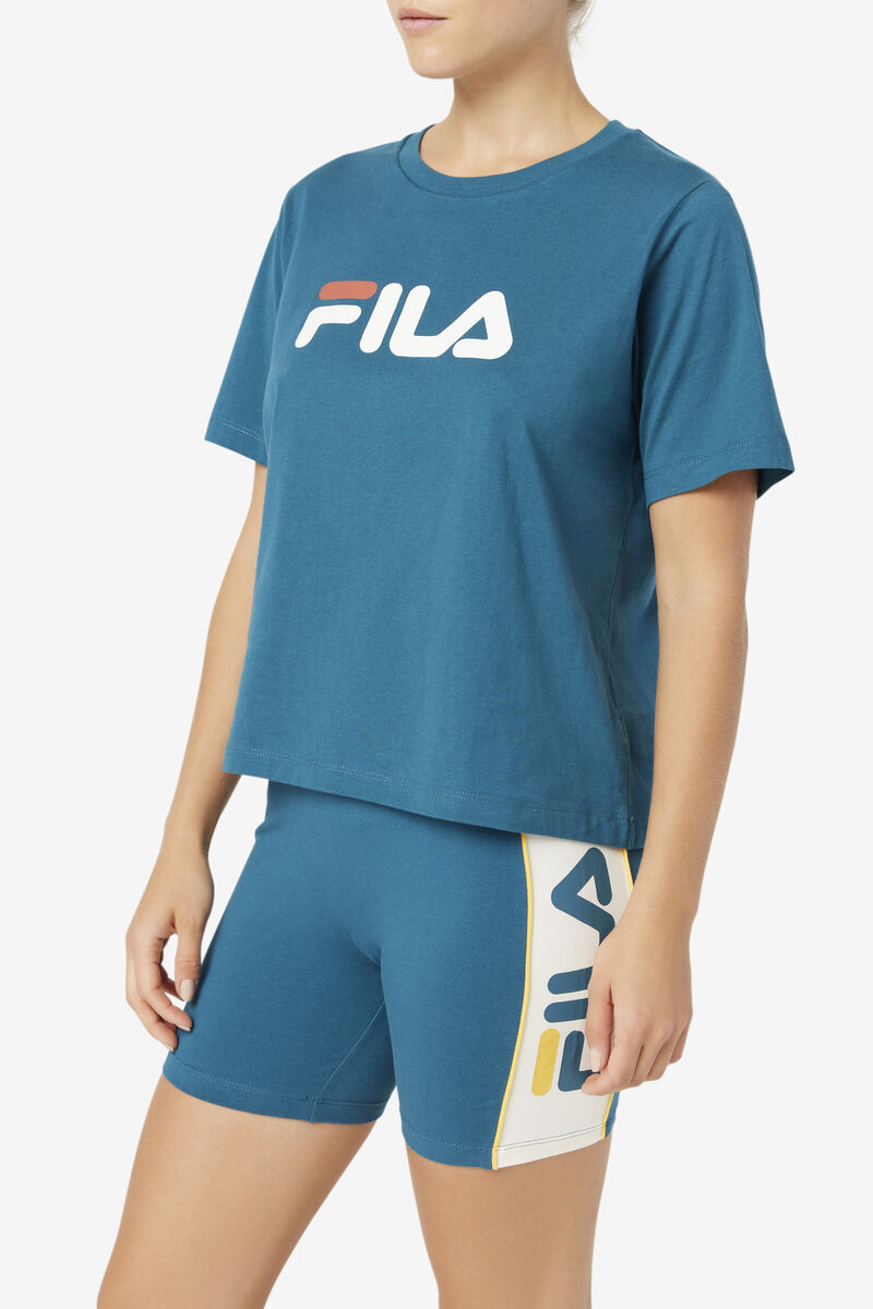 Fila Thea T-shirt Dam Blå Korall | 1bHzUucLRtZ