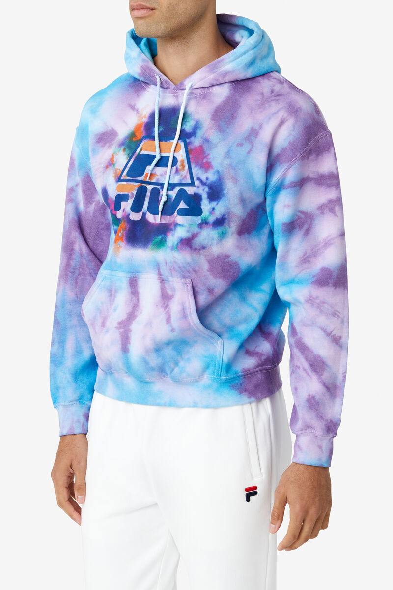 Fila Tie Dye Icon Hoodie Hoodie Herr Lila Blå | bFeNltQHlpT